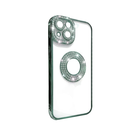 Capa de Silicone Suave com Design de Diamante para Apple iPhone 14 Verde